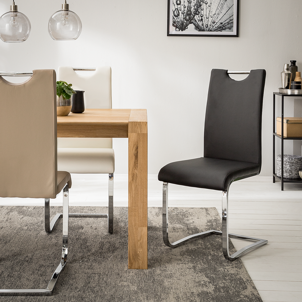 Freischwinger Nevia I - Kunstleder / Metall - Chrom - Kunstleder Aleli: Schwarz - 2er Set
