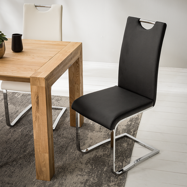 Freischwinger Nevia I - Kunstleder / Metall - Chrom - Kunstleder Aleli: Schwarz - 2er Set