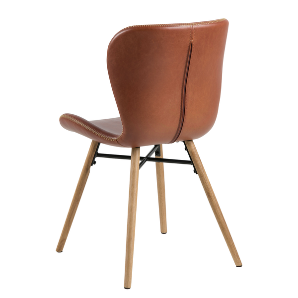 Polsterstuhl LIVARAS - Kunstleder Reena: Cognac - Eiche Natur - 2er Set