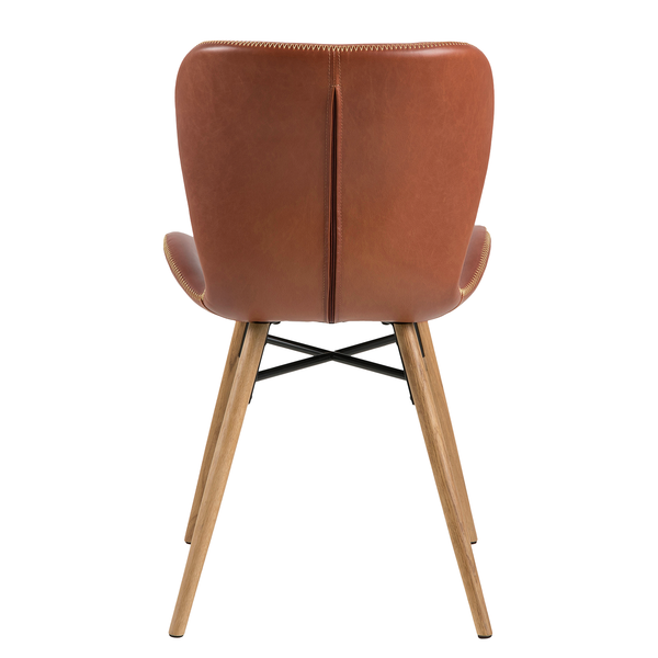 Polsterstuhl LIVARAS - Kunstleder Reena: Cognac - Eiche Natur - 2er Set