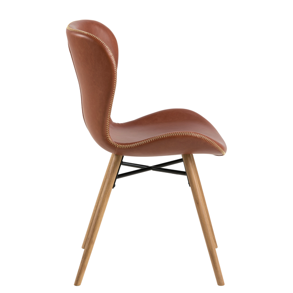Polsterstuhl LIVARAS - Kunstleder Reena: Cognac - Eiche Natur - 2er Set