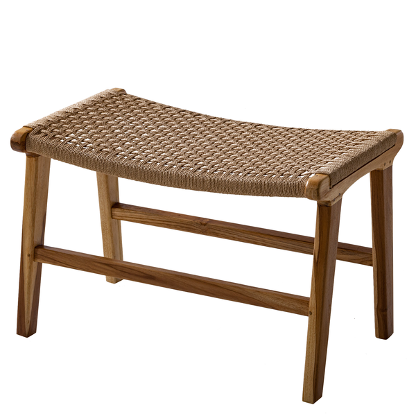 Hocker SULINA - Papiergeflecht / Teakholz massiv - Natur / Teak