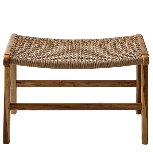 Hocker SULINA - Papiergeflecht / Teakholz massiv - Natur / Teak