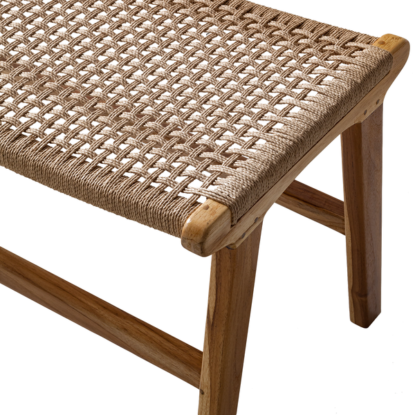 Hocker SULINA - Papiergeflecht / Teakholz massiv - Natur / Teak
