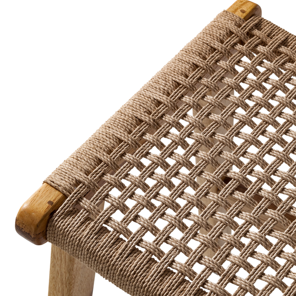 Hocker SULINA - Papiergeflecht / Teakholz massiv - Natur / Teak