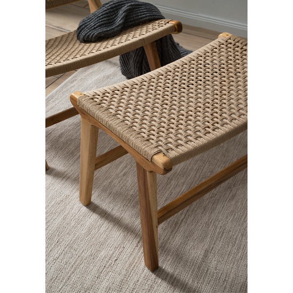 Hocker SULINA - Papiergeflecht / Teakholz massiv - Natur / Teak