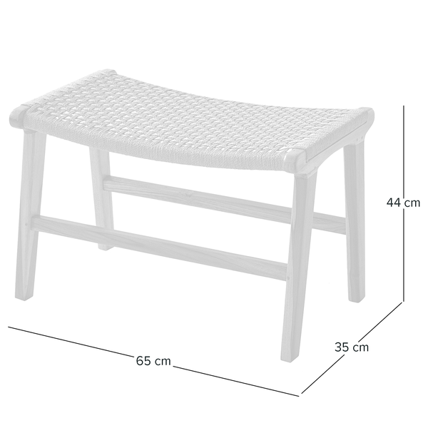 Hocker SULINA - Papiergeflecht / Teakholz massiv - Natur / Teak