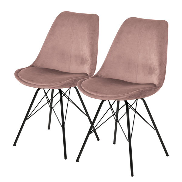 Polsterstuhl Bonito 2er-Set - Samt Vilda: Altrosa