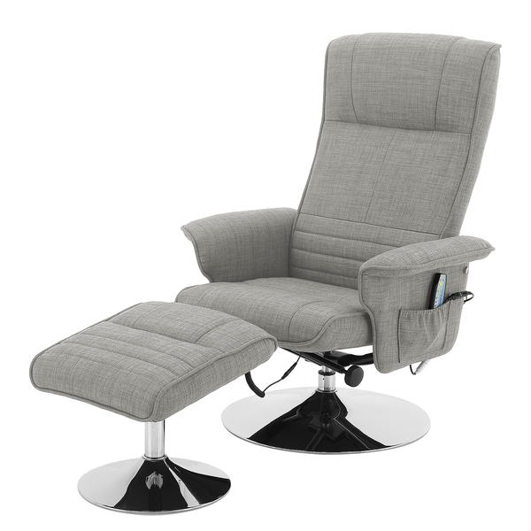 Massagesessel Devato - Grau - Flachgewebe - Chrom - 78 x 114 x 86 cm