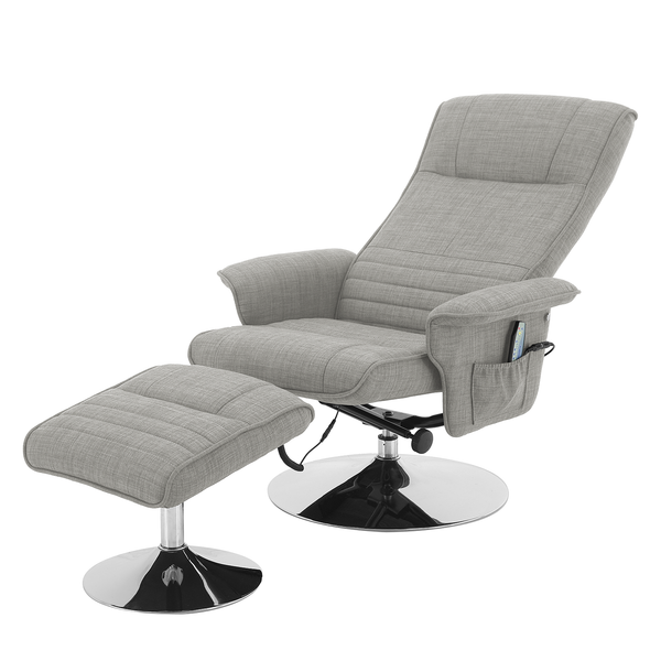 Massagesessel Devato - Grau - Flachgewebe - Chrom - 78 x 114 x 86 cm