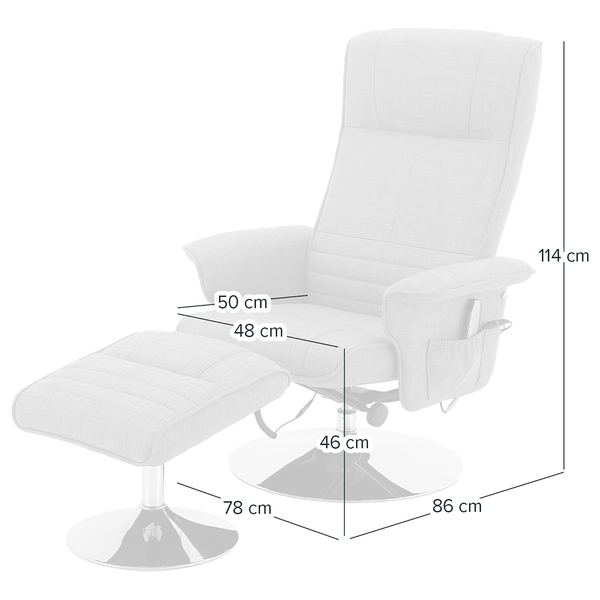 Massagesessel Devato - Grau - Flachgewebe - Chrom - 78 x 114 x 86 cm