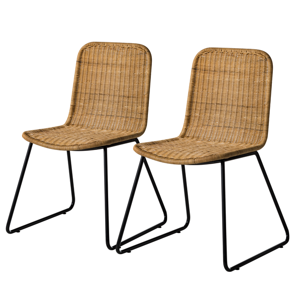 Esszimmerstuhl Vuna (2er-Set) - Rattan / Metall - Rattan Natur / Schwarz