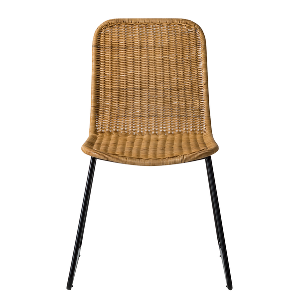 Esszimmerstuhl Vuna (2er-Set) - Rattan / Metall - Rattan Natur / Schwarz