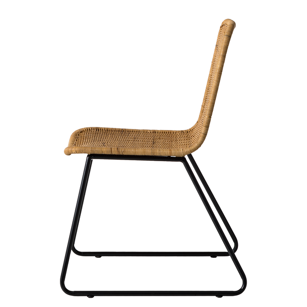 Esszimmerstuhl Vuna (2er-Set) - Rattan / Metall - Rattan Natur / Schwarz