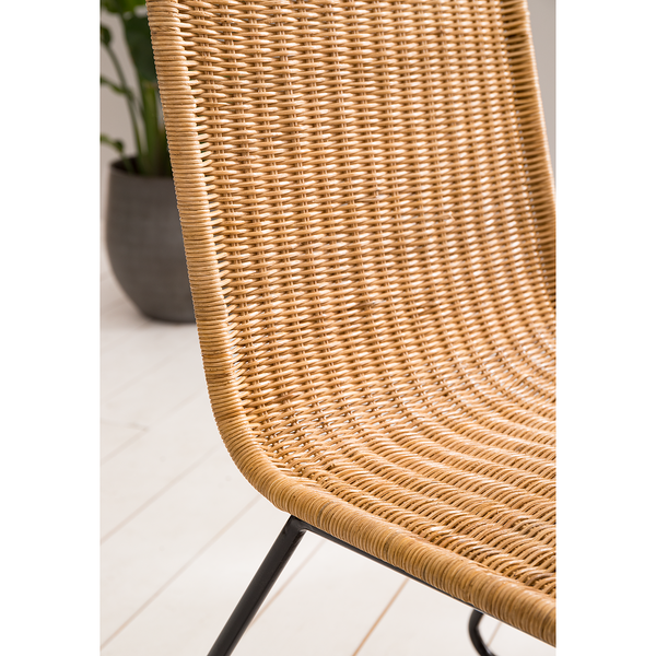 Esszimmerstuhl Vuna (2er-Set) - Rattan / Metall - Rattan Natur / Schwarz