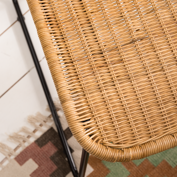 Esszimmerstuhl Vuna (2er-Set) - Rattan / Metall - Rattan Natur / Schwarz