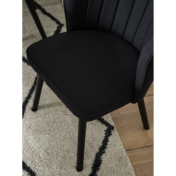 Polsterstuhl Sollia - Webstoff / Buche massiv - Schwarz - Schwarz