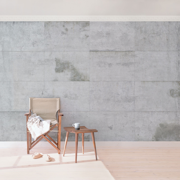 Vliestapete Große Betonplatten - Vliespapier - Hellgrau - 384 x 255 cm