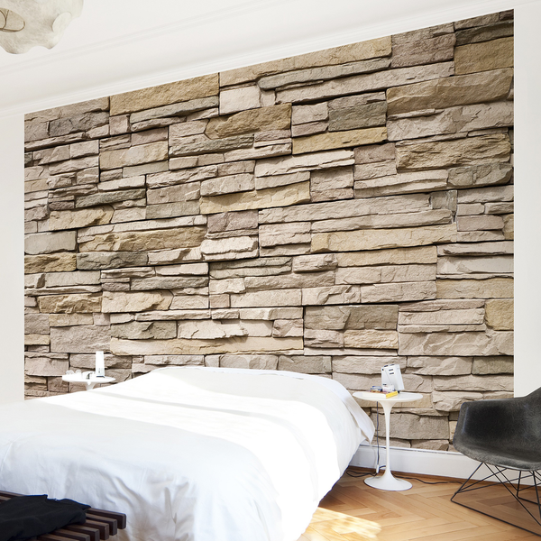 Vliestapete Asian Stonewall - Vliespapier - Braun - 432 x 290 cm