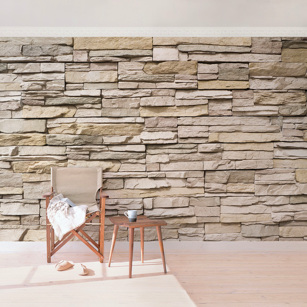 Vliestapete Asian Stonewall - Vliespapier - Braun - 432 x 290 cm