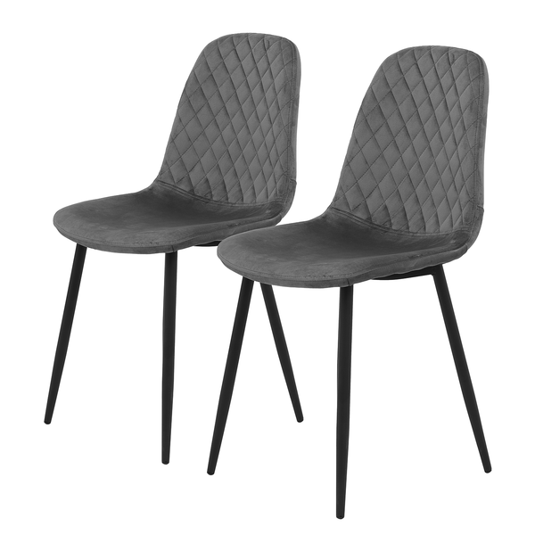 Esszimmerstuhl Rudine - Microfaser / Stahl - Schwarz - Grau - 2er Set