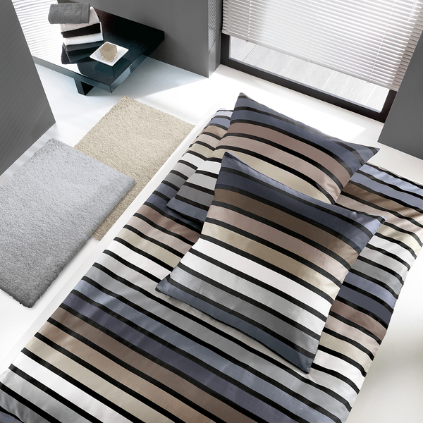 Bettwäsche Rimini - Baumwollstoff - Taupe / Braun - 155 x 220 cm + Kissen 80 x 80 cm