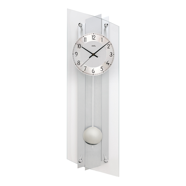Pendelwanduhr Centro - Funk - Silber / Grau