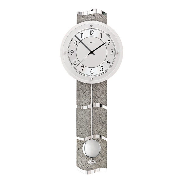 Pendelwanduhr Bult - Funk - Stein - Grau / Silber