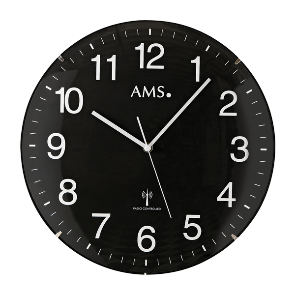 Wanduhr Stege - Funk - Schwarz / Weiß