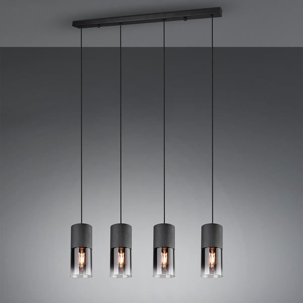 Pendelleuchte Robin II - Klarglas  / Aluminium - 4-flammig