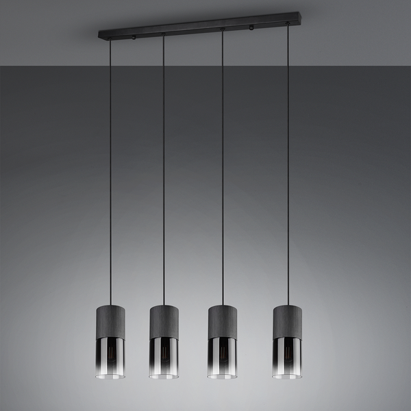 Pendelleuchte Robin II - Klarglas  / Aluminium - 4-flammig