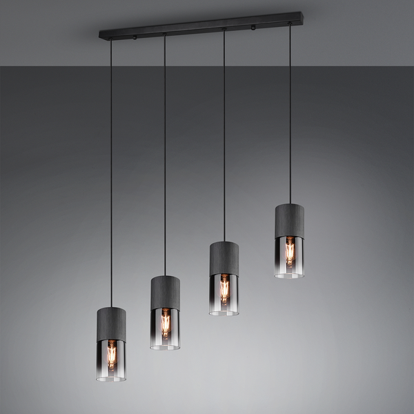 Pendelleuchte Robin II - Klarglas  / Aluminium - 4-flammig