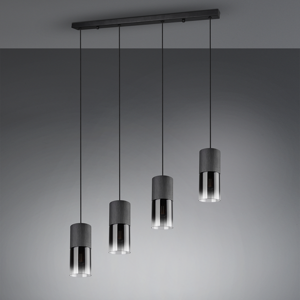 Pendelleuchte Robin II - Klarglas  / Aluminium - 4-flammig