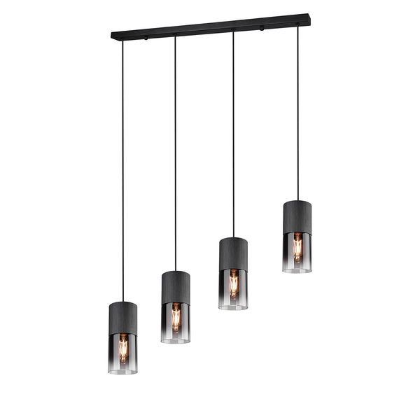 Pendelleuchte Robin II - Klarglas  / Aluminium - 4-flammig