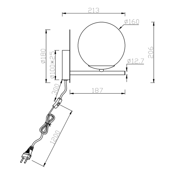 Wandleuchte Pure II - Glas / Aluminium - 1-flammig