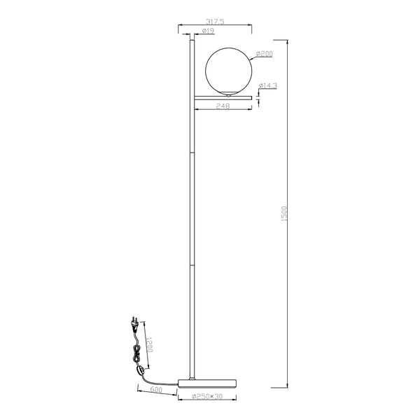 Stehleuchte Pure I - Glas / Aluminium - 1-flammig