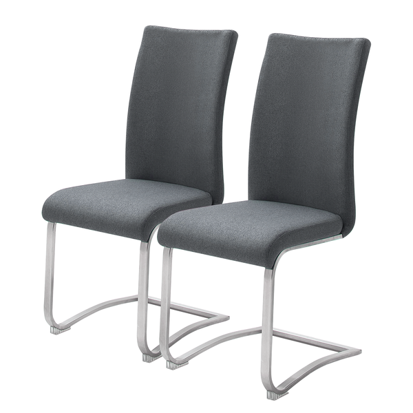 Freischwinger Marco II - Flachgewebe / Edelstahl - Anthrazit - 2er Set