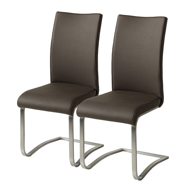 Freischwinger Marco - Echtleder Gyda: Braun - 2er Set