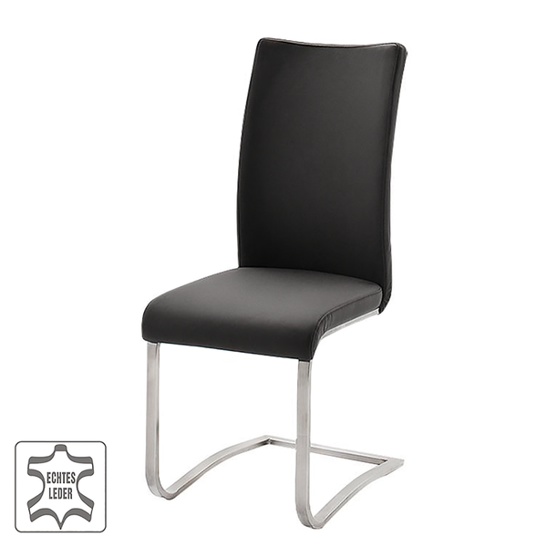Freischwinger Marco - Echtleder Gyda: Schwarz - 2er Set