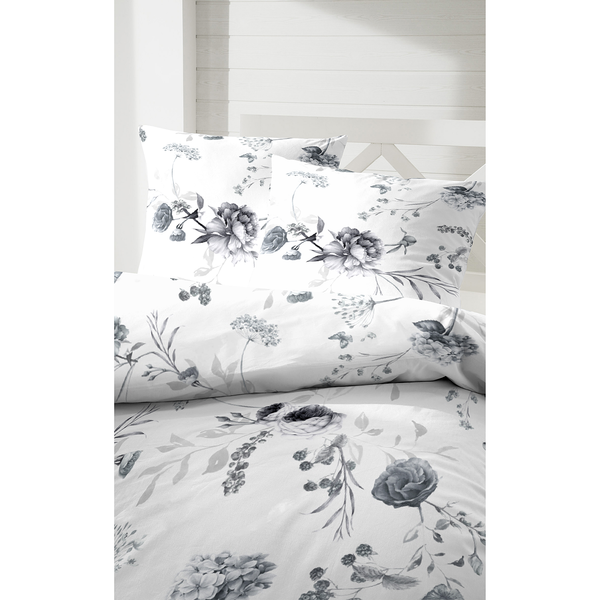 Bettwäsche Breese - Baumwollstoff - Weiß - 155 x 220 cm + Kissen 80 x 80 cm