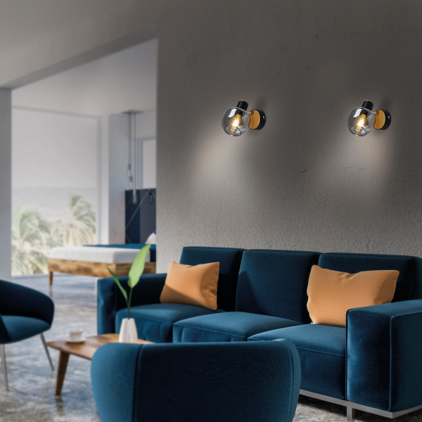 Wandleuchte Fumoso - Klarglas / Aluminium - 1-flammig