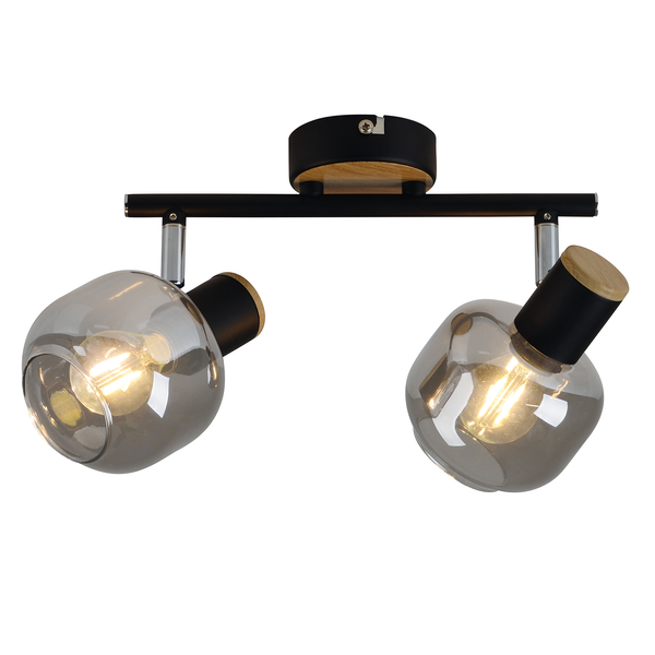 Deckenleuchte Fumoso - Klarglas / Aluminium - 2-flammig - Flammenanzahl: 2
