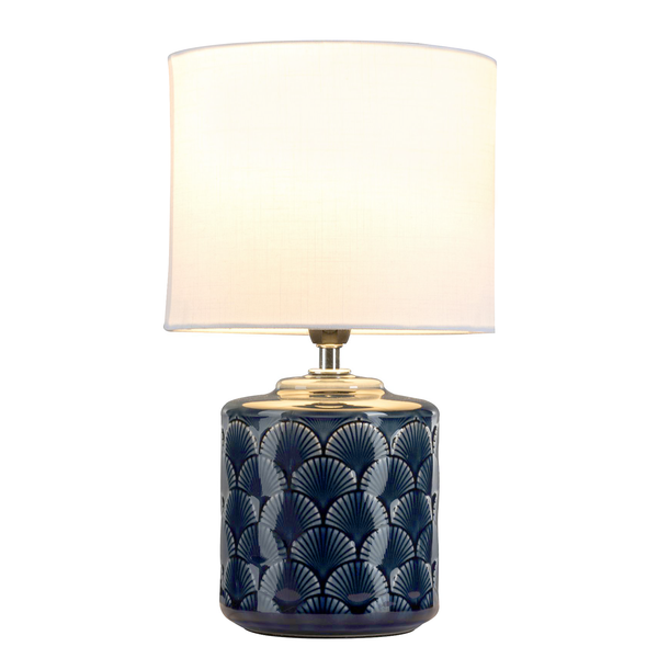 Tischleuchte Glowing Pearl Midnight - Mischgewebe / Keramik - 1-flammig