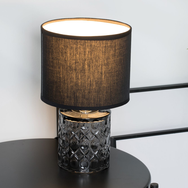 Tischleuchte Crystal Glow - Mischgewebe / Glas - 1-flammig