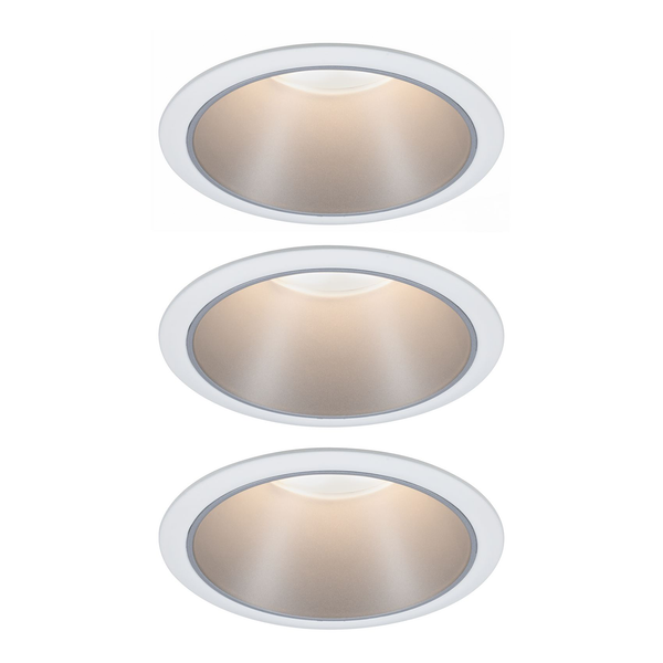 Einbauleuchte Cole Coin - Aluminium / Kunststoff - Weiß / Silber - 3er Set