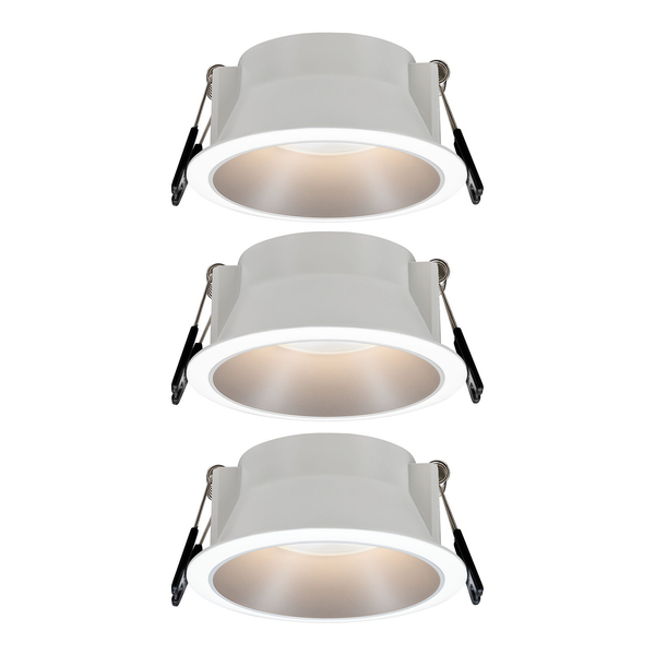Einbauleuchte Cole Coin - Aluminium / Kunststoff - Weiß / Silber - 3er Set