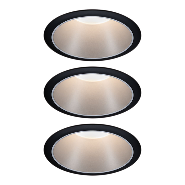 Einbauleuchte Cole Coin - Aluminium / Kunststoff - Schwarz / Silber - 3er Set