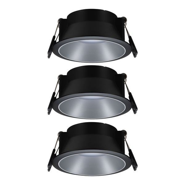 Einbauleuchte Cole Coin - Aluminium / Kunststoff - Schwarz / Silber - 3er Set