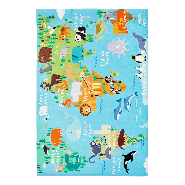 Kinderteppich My Torino Map - Chenille - Mehrfarbig - 80 x 120 cm