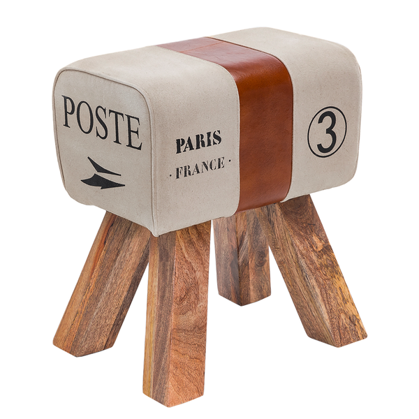 Garderobenbank Peabody II - Webstoff / Echtleder - Beige / Cognac